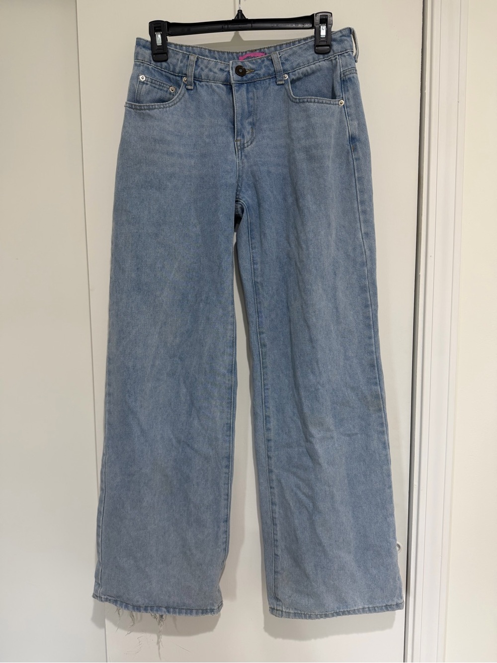 Edited Light Wash Distressed Raw Hem Wide Leg Jeans Size Small Y2K 90s